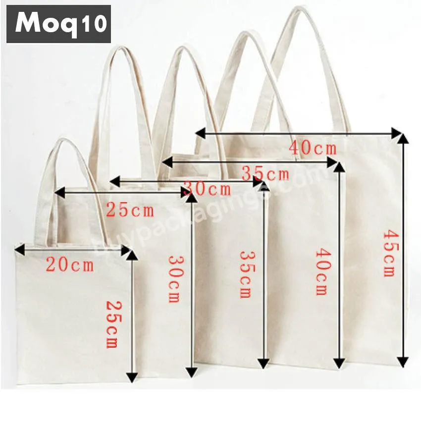 China Basic Style Handmade 12 Ounce Blank Cotton Canvas Tote Bag Cotton Canvas Plain Tote Bag Large For Wholesale