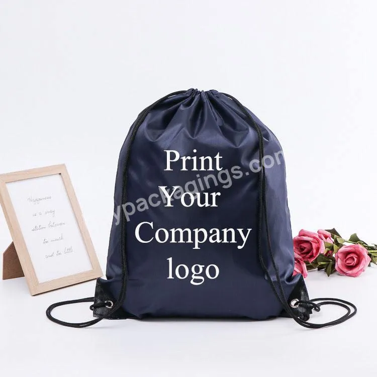 China Big Factory Good Price Eco Friendly White Logo Printed Drawstring Backpack Bag