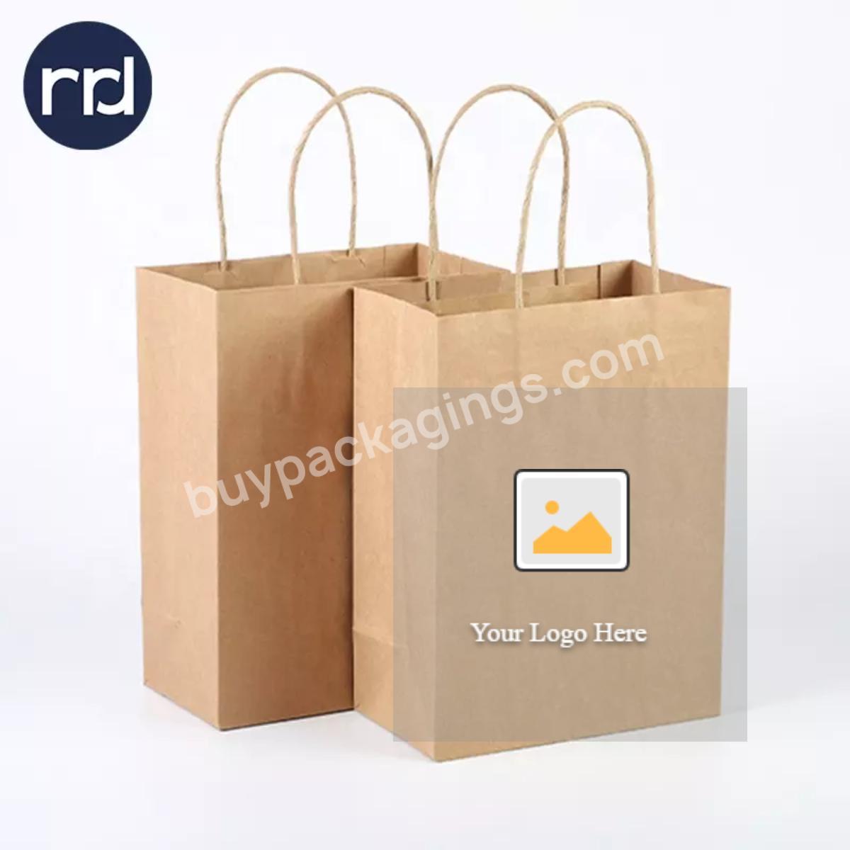 China Factory Supply Customized Office Flat Handle Kraft Paper Bag Home Bread Kraft Paper Bag