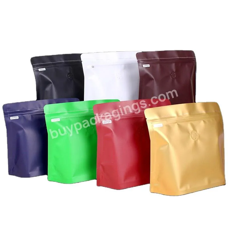 China Factory Wholesale Square Flat Bottom Zipper Lock Coffee Packaging Bag With Valve Coffee Beans Bag