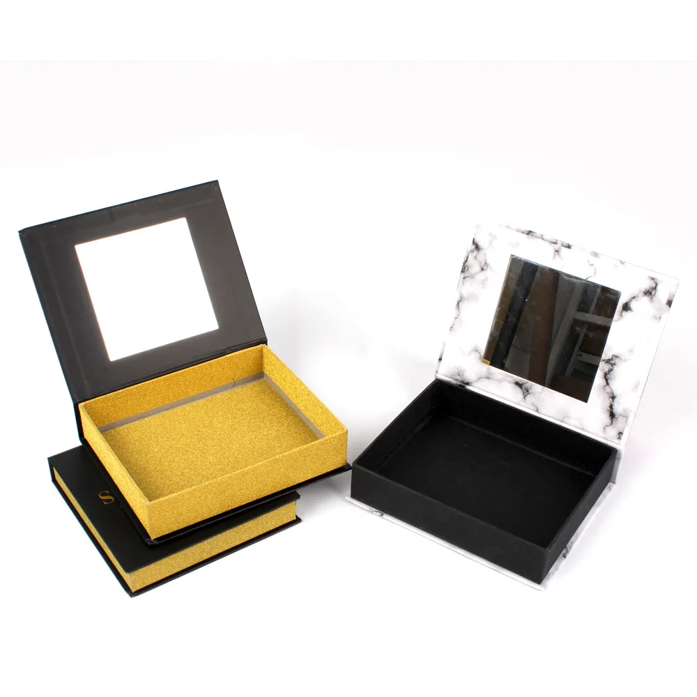 China Manufacturer Wholesale Customized Cosmetic Packaging Rigid Cardboard Magnetic Closing Eyelash Boxes With Mirror