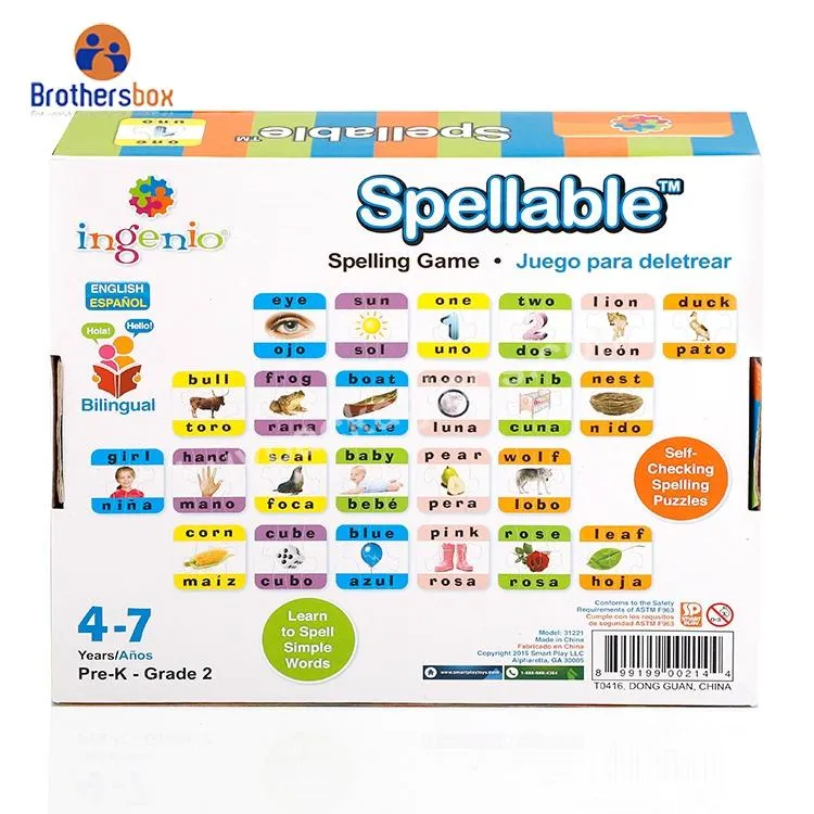 china supplier 24 46 piece Self- Checking Spelling Puzzles jigsaw puzzles for kids