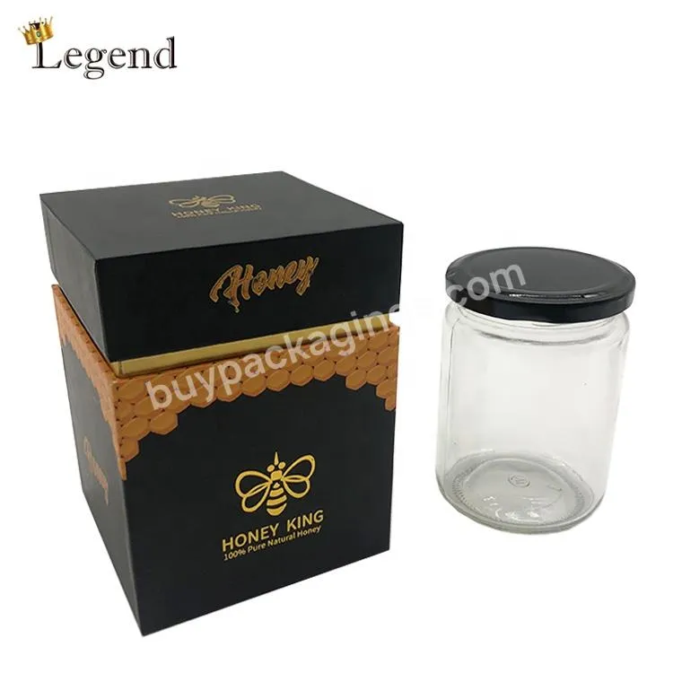 Chinese Factory Manufacturer Custom Honey Box Bottle Jar Packaging Box Black Honey Gift Box