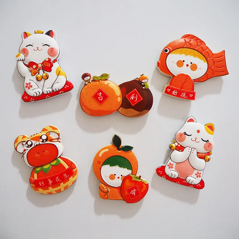 Chinese Style Symbol Fortunate Luck Wholesale Resin Material Fortune Cat Theme Fridge Magnetic Sticker