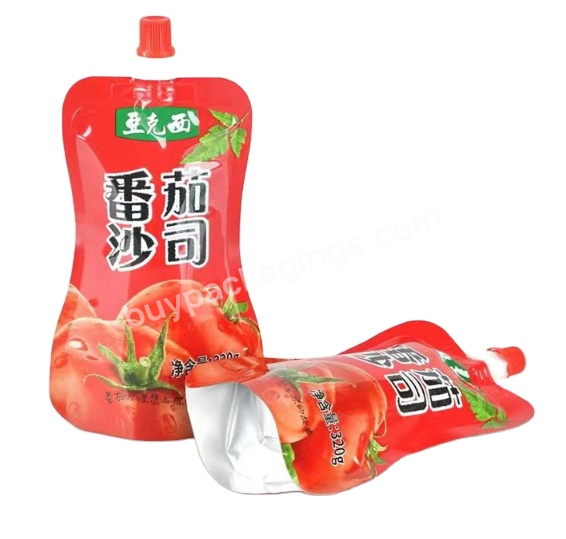 Chocolate Jam Tomato Paste Fruit Juice Pouch Bag Plastic Packaging Bags With Special Shaped Custom Laminated Spout Pouch