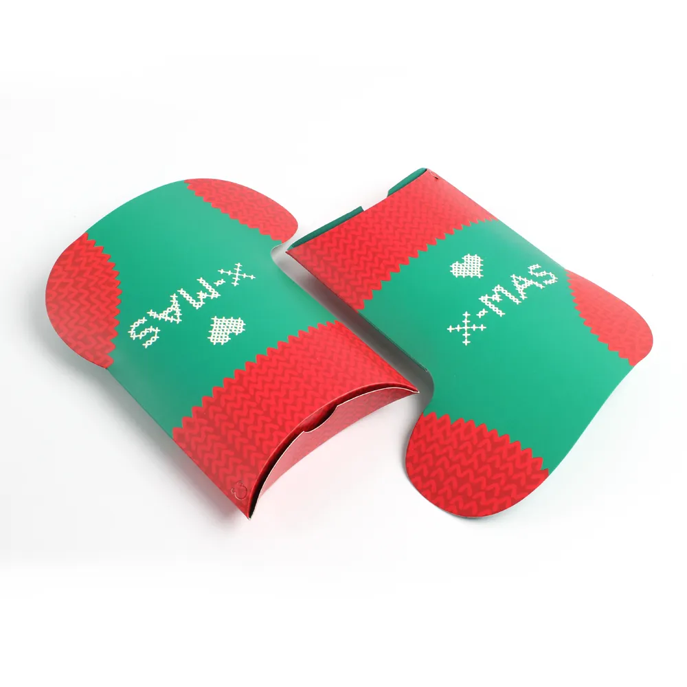Christmas gift boxes packaging sock shape pillow box cute design cheap box