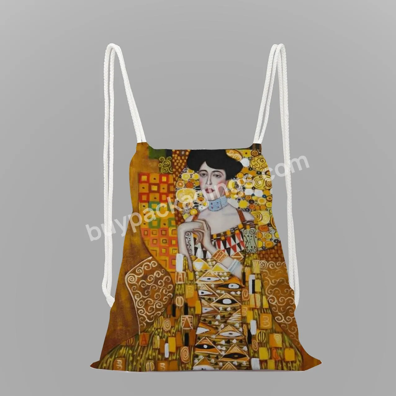 Classic Oil Painting Print School Backpack Girls Drawstring Bag String Bag Ladies Travel Backpack