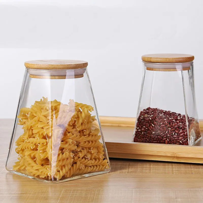 Classic Square Lead-free Glass Storage Jar Food Grade Household Flavor Storage Glass Jar