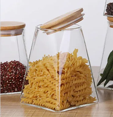 Classic Square Lead-free Glass Storage Jar Food Grade Household Flavor Storage Glass Jar