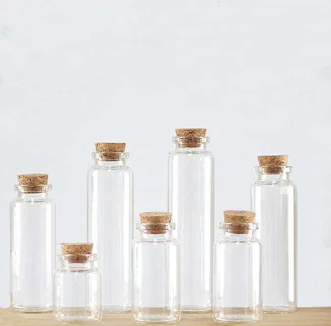 Clear 4ml 5ml 6ml 7ml 10ml 15ml 20ml  Wishing Small Drift Small Glass Bottles With Wood Cork Lid