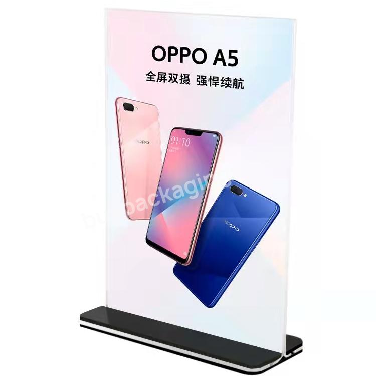 Clear Acrylic Vertical Menu Display Stand/ Perspex Lucite Sign Holders With Black Base - Buy Wholesales Acrylic A4 A5 A6 Menu Price Tag Sign Holder Display Stand With Removable Base For Supermarket Restaurant Hotel,Acrylic A4 Table T Shape Stand Rest