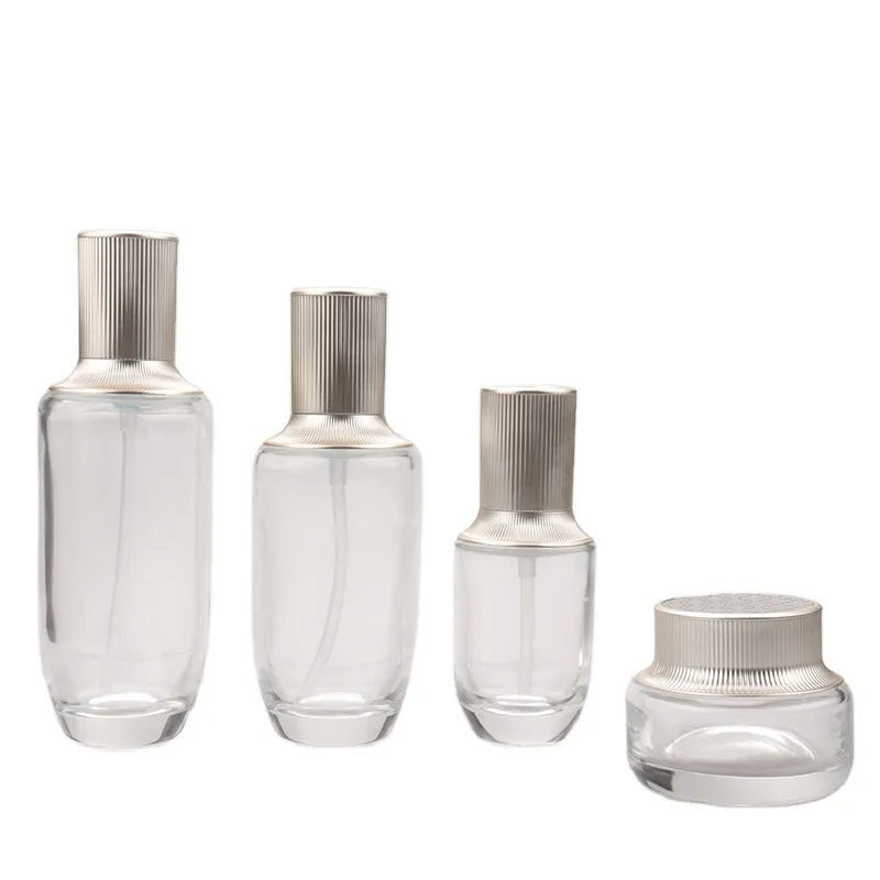 Clear Body Glass Material 120ml  100ml Emulsion Lotion  40ml Cosmetic Usage 50g Cream Glass Jar