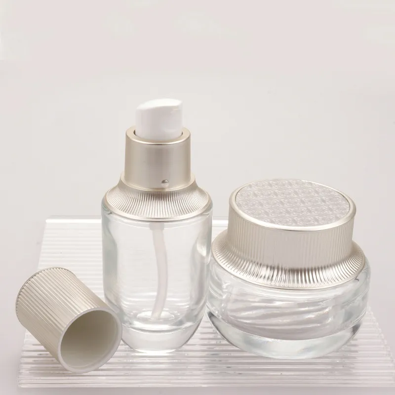 Clear Body Glass Material 120ml  100ml Emulsion Lotion  40ml Cosmetic Usage 50g Cream Glass Jar