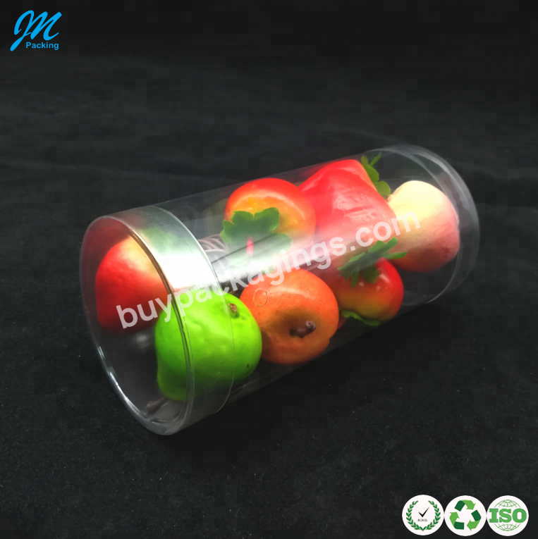 Clear Cylinder Tube Case Food Packaging Food Grade Plastic Pet/pvc Fruit Uv Coating Stamping Embossing Recycled Materials Accept