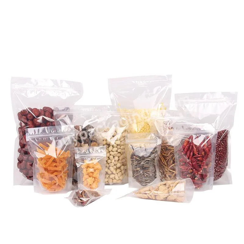 Clear Plastic Grain Candy Packaging Zipper Bag/stand Up Transparent Snack Nuts Food Zipper Pouch Plastic Zipper Bag