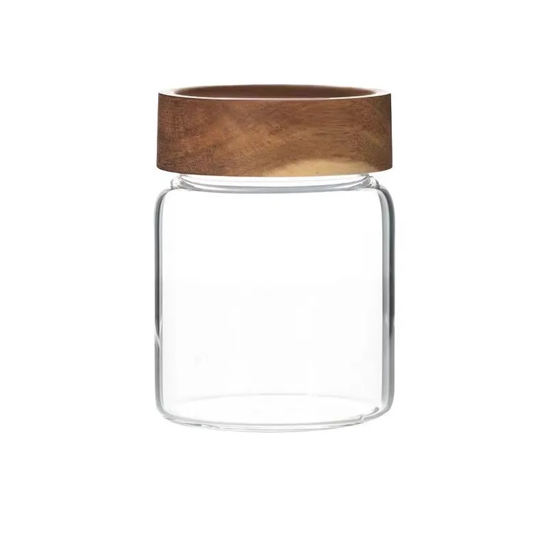 Clear Round Shape Glass Food Storage Jar Coffee Bean Jar For Sale