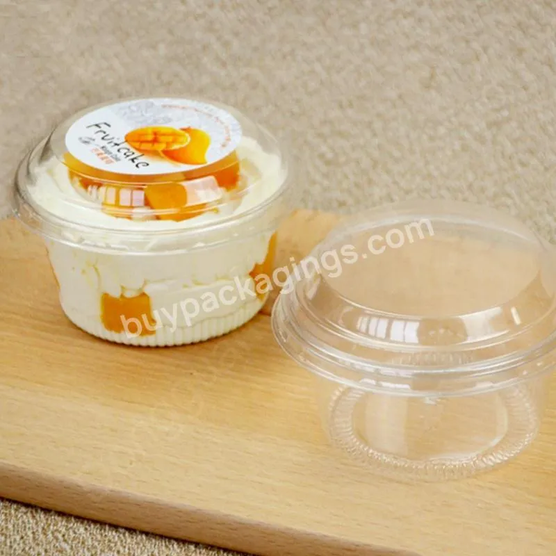 Clear Small Round Plastic Fruit Ice Cream And Cake Cup Packaging Container Box