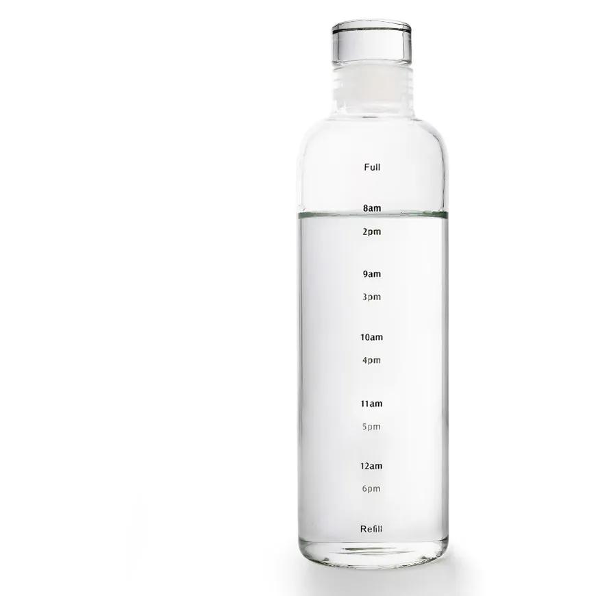 Clear Timescale High Quality High Transparent Texture 750ml Glass Cap and Body Water Bottle