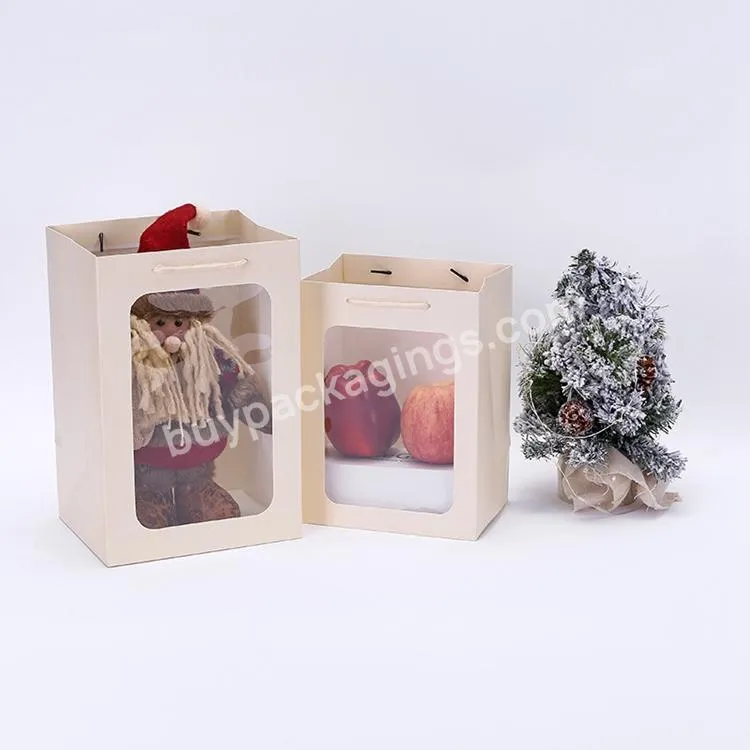 Clear Window White Paper Kraft Gift Bag Brown With Window