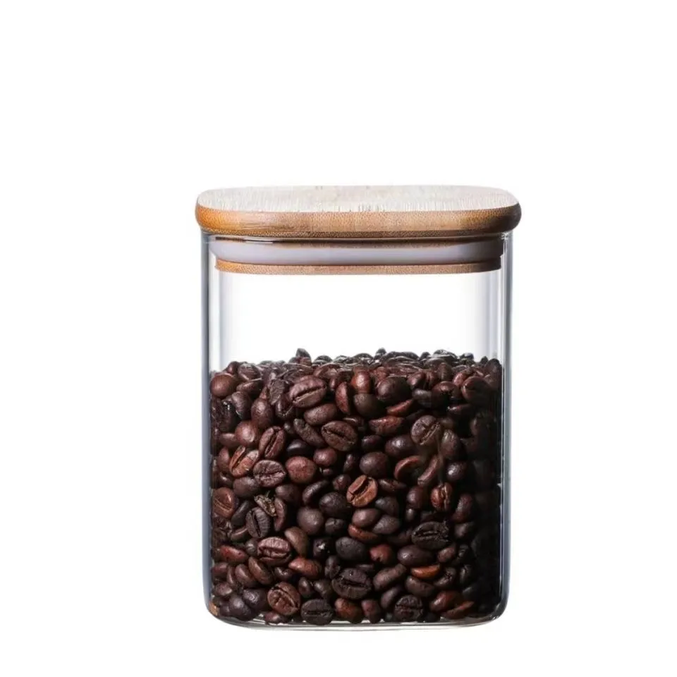 Coffee Bean Bottle 600ml800ml1000ml1200ml1400ml Glass Food Storage Jar With Bamboo Wood Lid