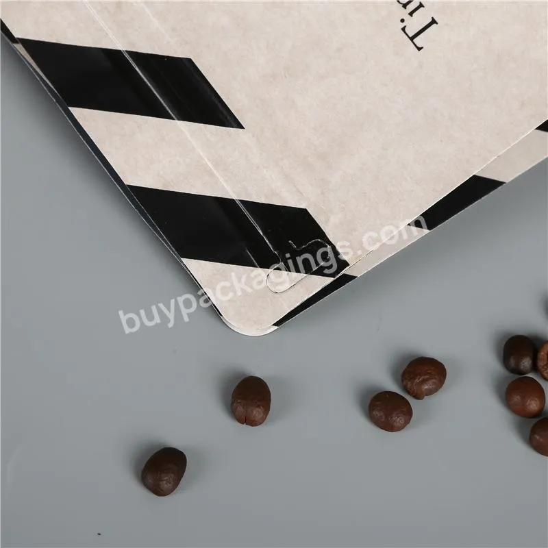 Coffee Been Bag Valve Custom Printing Logo Kraft Craft Paper Aluminum Foil Flat Bottom Bag With Zipper