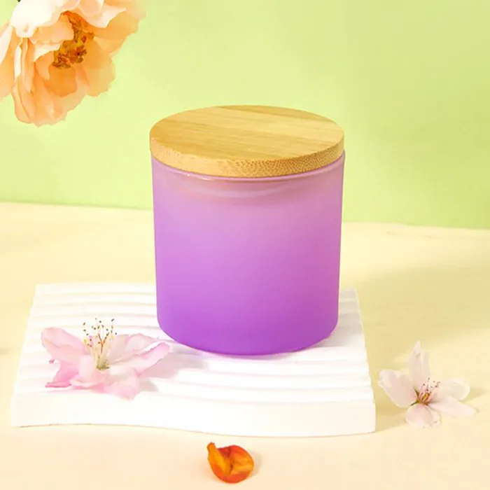 Color Frosted Glass Candle Cup DIY Empty Aromatherapy Candle Container with lid