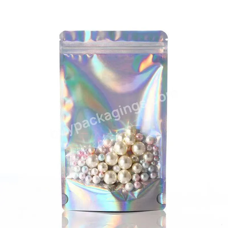 Colorful Laser Ziplock Bag Mobile Phone Case Data Cable Gift Jewelry Packaging Bag Translucent Plastic Bag