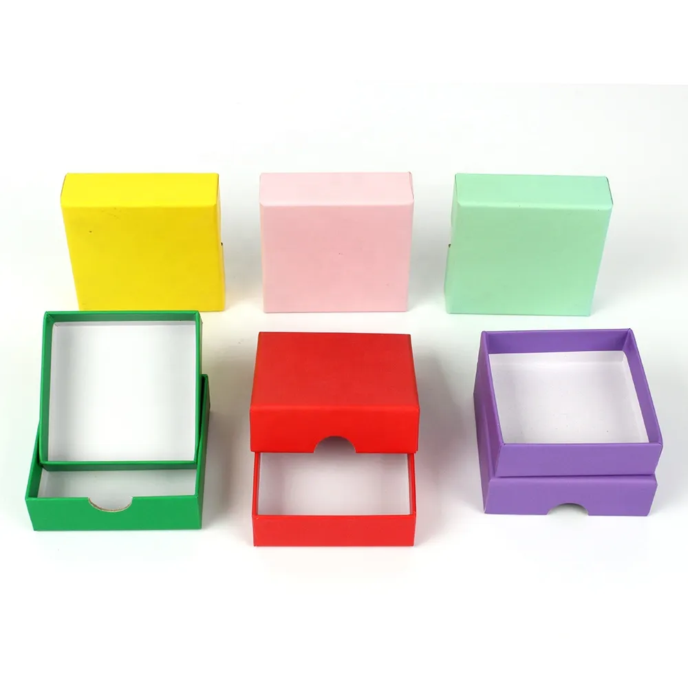 Colors Printed Square Rigid Cardboard Top and Bottom Two Pieces Jewelry Packaging Box Customized LOGO
