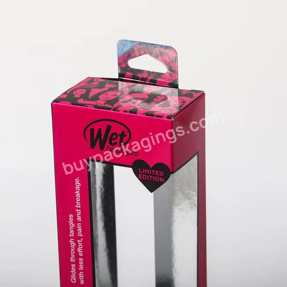 Comb high-end custom logo dazzling pattern transparent PET window box packaging box