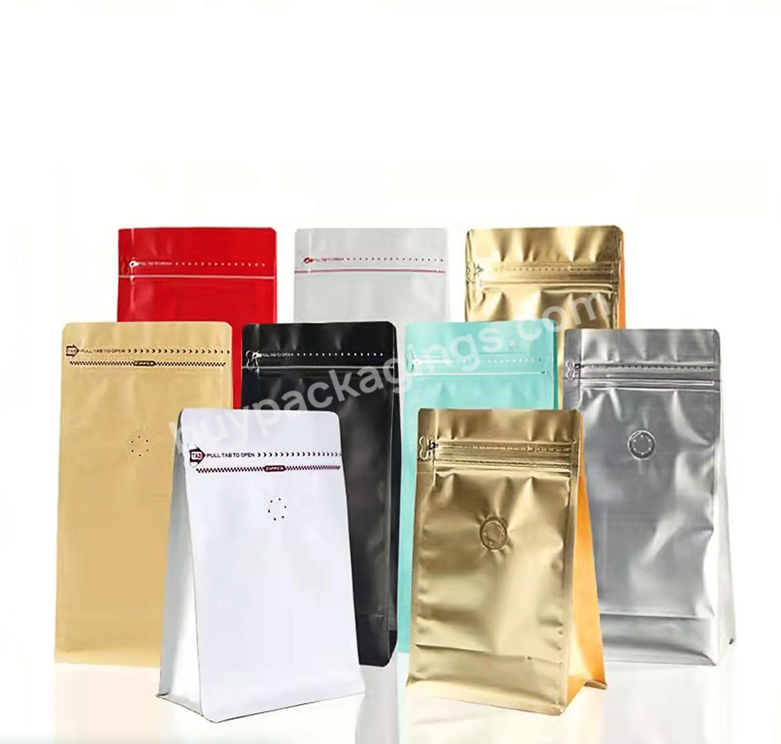 Compostable Aluminum Foil Plastic Stand Up Eight Sides Seal Tea Food Packaging Coffee Bags With Valve And Zipper - Buy Ziplock Mylar Stand Up Pouch,Stand Up Coffee Packaging Bag With One Way Valve,Stand Up Coffee Pouch.