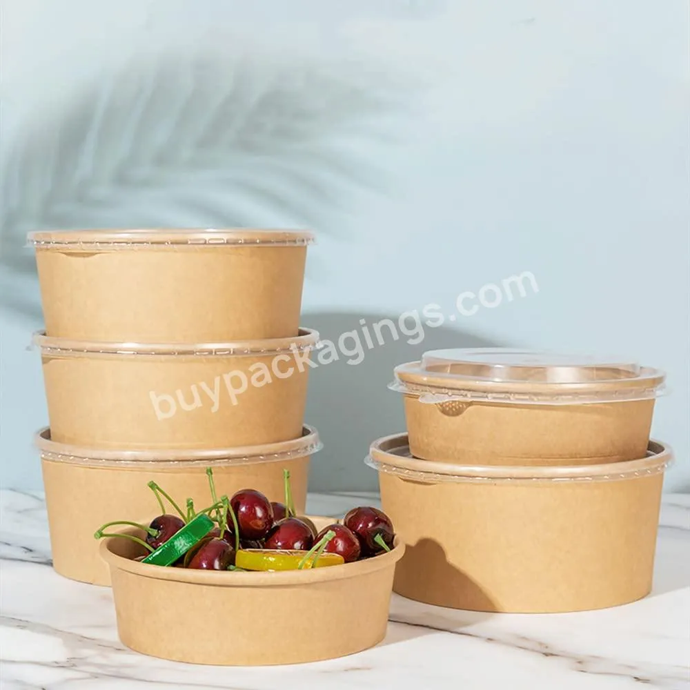 Compostable Paper Bowl With Lid For Salad Snacks And Ice Cream Kraft Bowl Supplier In Tianjin China