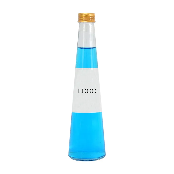 Cone Design With Aluminum Lid Transparent Cold Brewing Tea Beverage Juice Drinking Glass Bottle