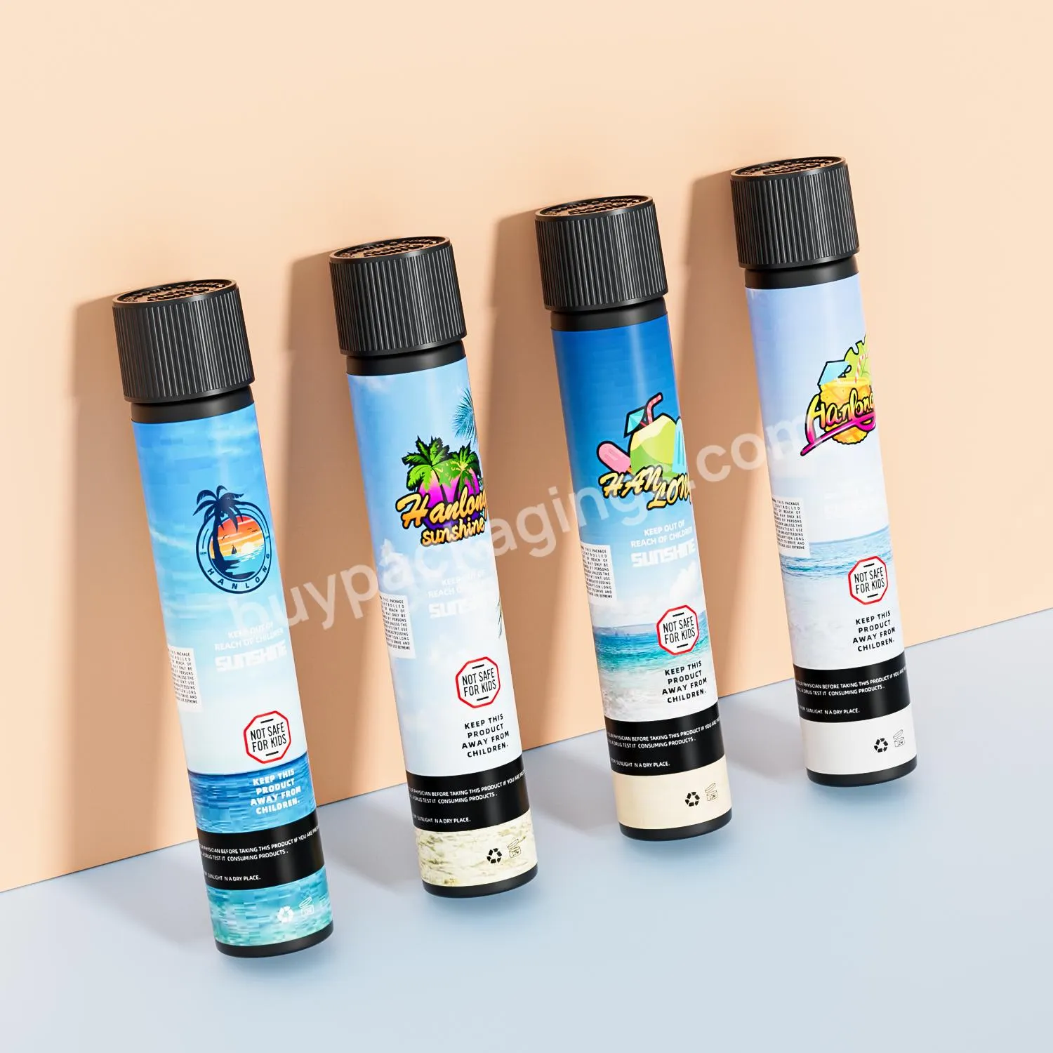 Cone King Size Child Resistant Screw Top Cone Custom Printing Glass Tube With Child Resistant Cap Pre Roll Tubes