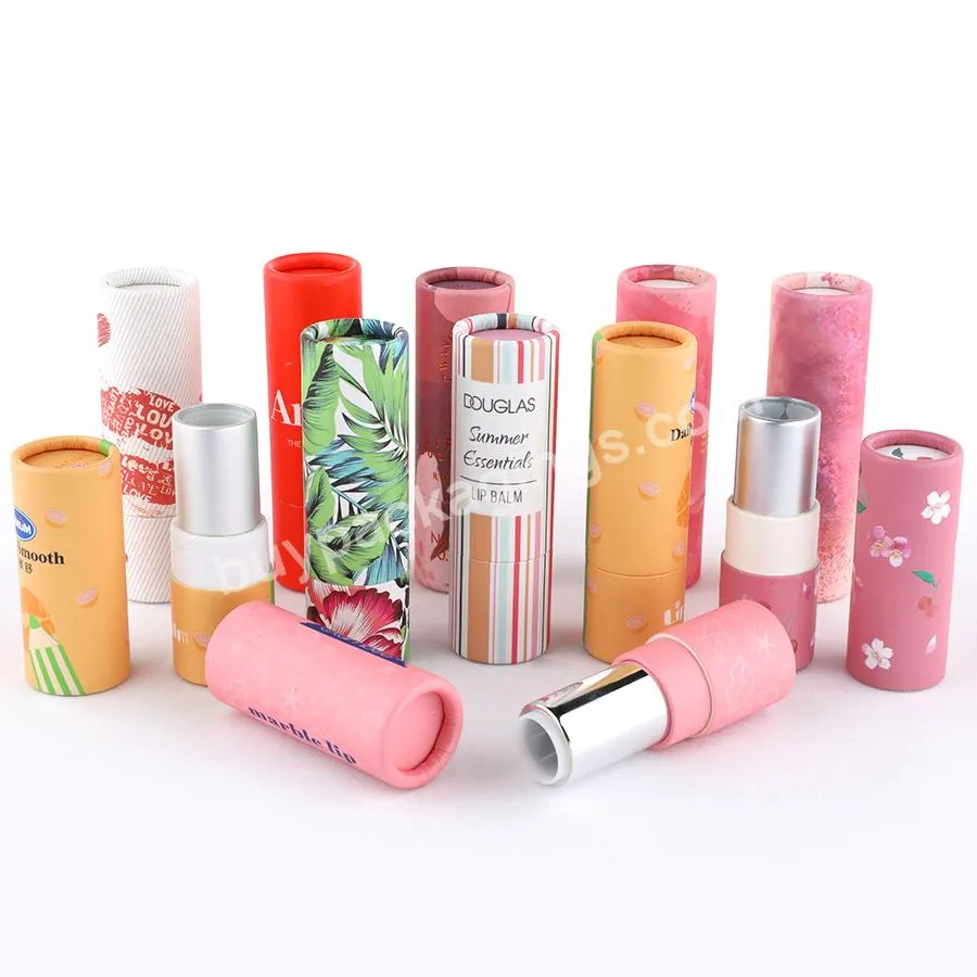 Cosmetic Recycled Push Up White Pink Black White Kraft Chapstick Packaging Lip Balm Tubes Cardboard