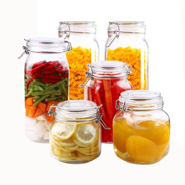 Cost-effective Glass Food mason Jars With Glass Lid Spice Bottles Kitchen Storage candy seasoning Cookie Canisters