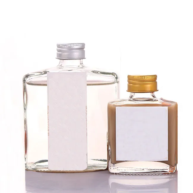 Creative 50ml 250ml Small Glass Flat Square Juice Coffee Milk Tea Whisky Beverage Bottle