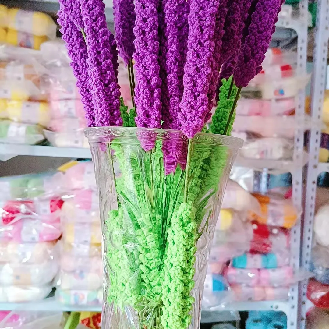 Crochet Bouquet Crochet Flower Home Decoration Handmade Flower Simulation Lavender Flower