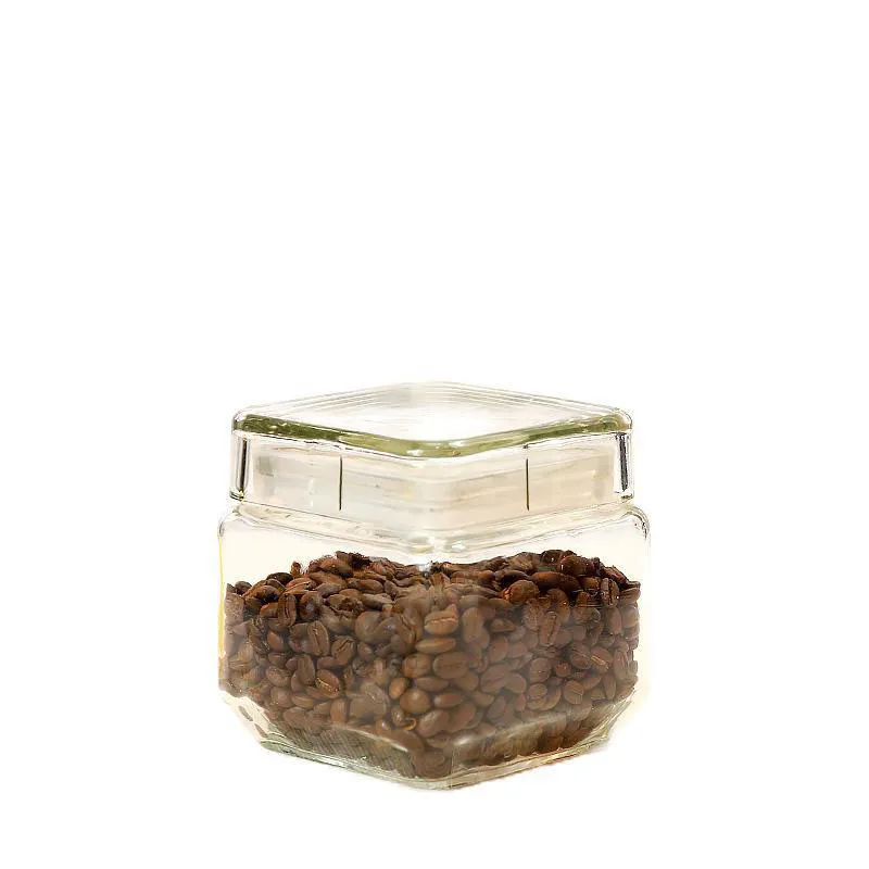 Cuboid Glass Jar With Airtight Glass Lids Clear Glass Food Drink Canisters For Tea Nuts Spice Candy