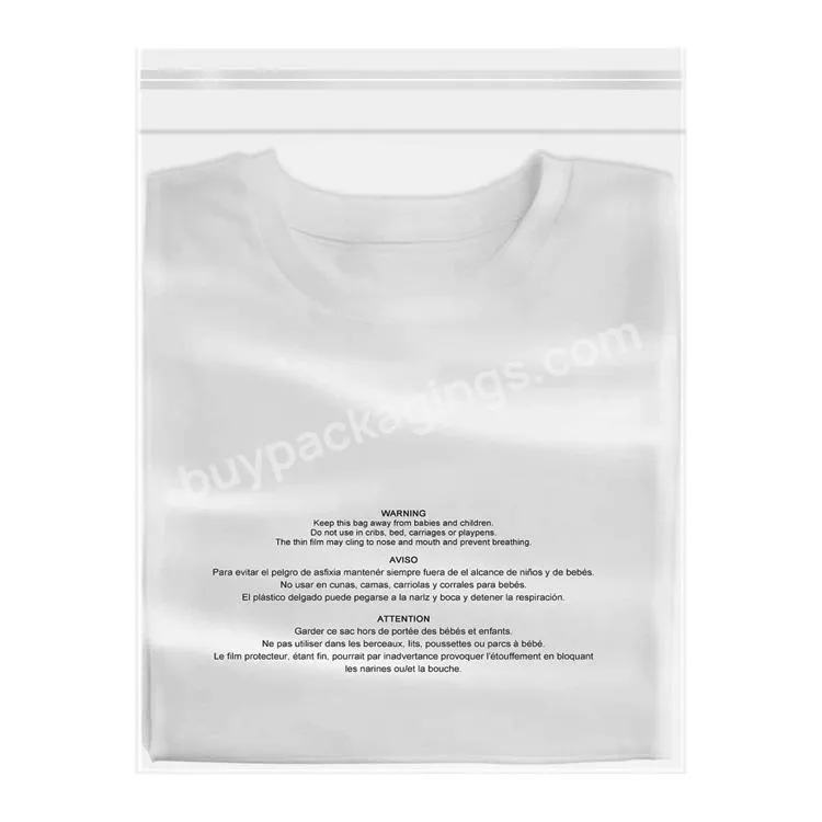 Custom 18" X 24" Self Seal 1.6 Mil Clear Plastic T Shirt Poly Bags With Suffocation Warning For Clothing