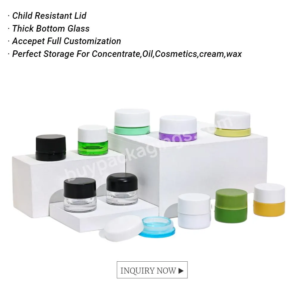 Custom 3ml 5ml 7ml 9ml Child Proof Concentrate Container Jar Wholesale Clear Empty Eye Cream Cosmetic Concentrate Jar With Lid