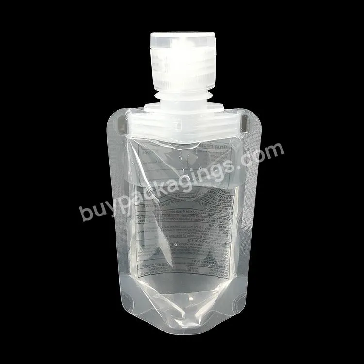 Custom 50ml 100ml Clear Liquid Drink Packaging Plastic Spout Pouch Bags For Organic Jelly Juices Foam Soap