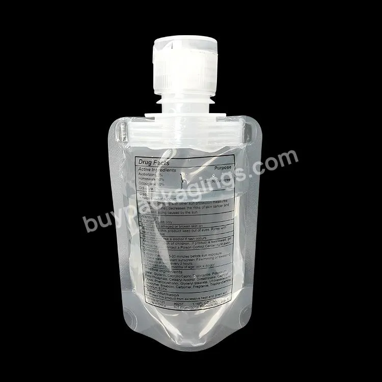 Custom 50ml 100ml Clear Liquid Drink Packaging Plastic Spout Pouch Bags For Organic Jelly Juices Foam Soap