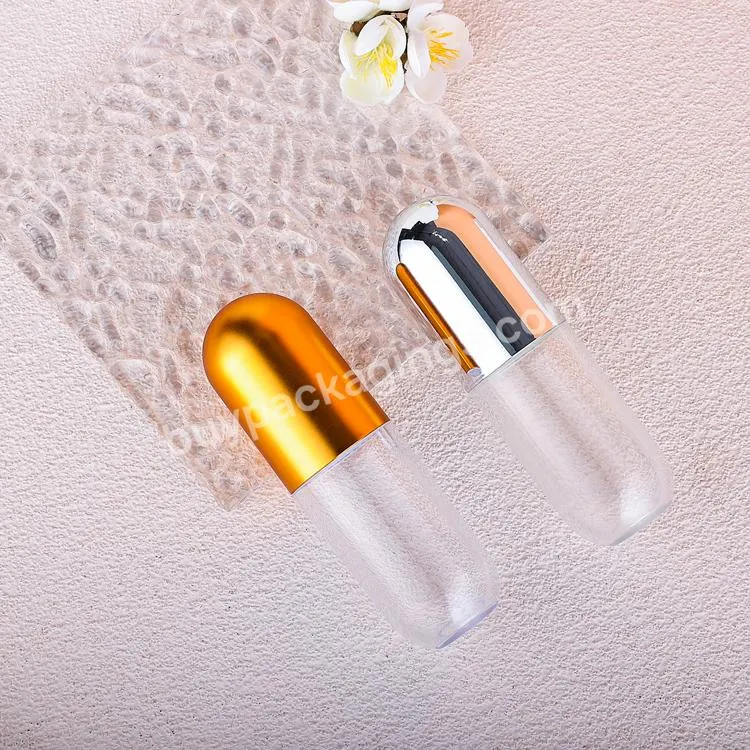 Custom 50ml Gold Cap Vitamin Supplements Pill Clear Plastic Bottle Capsule Shaped Medicine Packaging Bottle