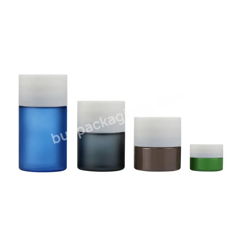 Custom 5g 50g 70g 110g Child Resistant Jar Straight Sided Frosted Glass Jars Smell Proof Jar Glass Container