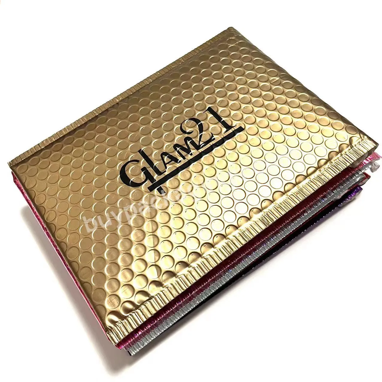 Custom 5x7 Printed Gold Ploy Mailer Bubble Envelope Rose Gold Holographic Bubble Mailers Shipping Mailing Bags