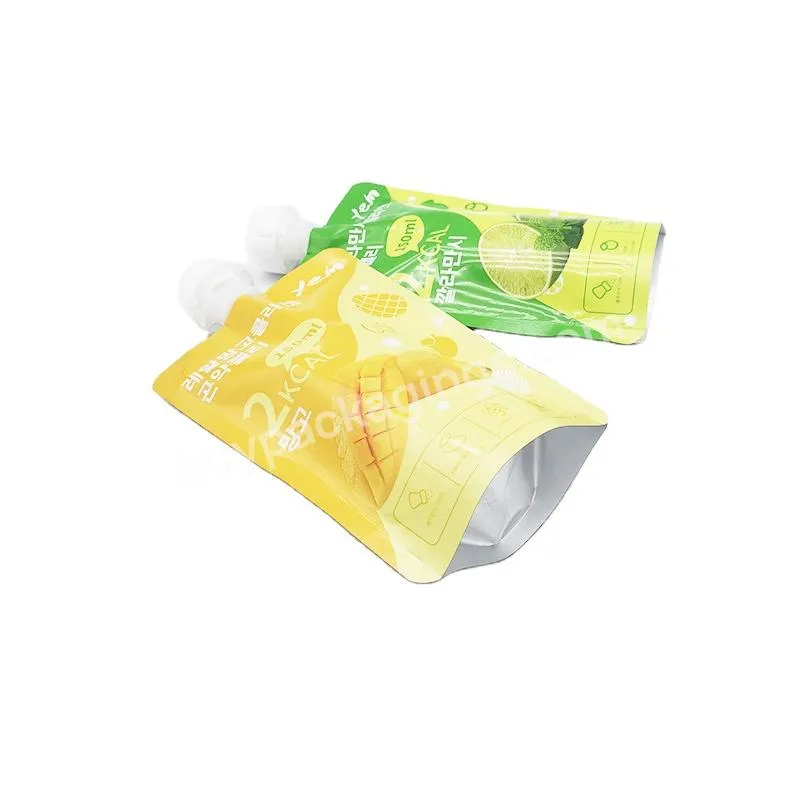 Custom Aluminum Foil Clear Plastic Printing Juice Fruit Liquid Food Beverage Pouch Water Bags Drink Pouches Bag Stand Up Spout