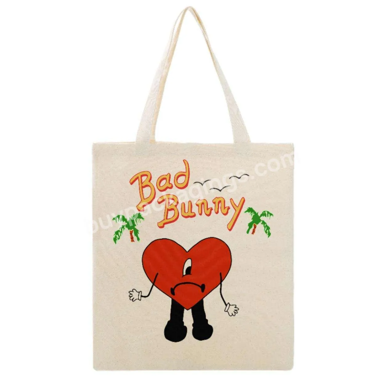 Custom Bad Bunny Tote Bags Reusable Tote Shopping Bags Blank Canvas Wholesale Tote Bags