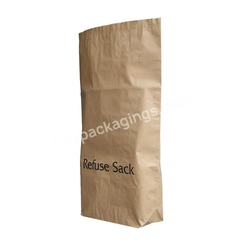 Custom Biodegradable Kitchen Paper Waste Bags Waste Paper Multi-wall Bags Refuse Sack Refuse Bags