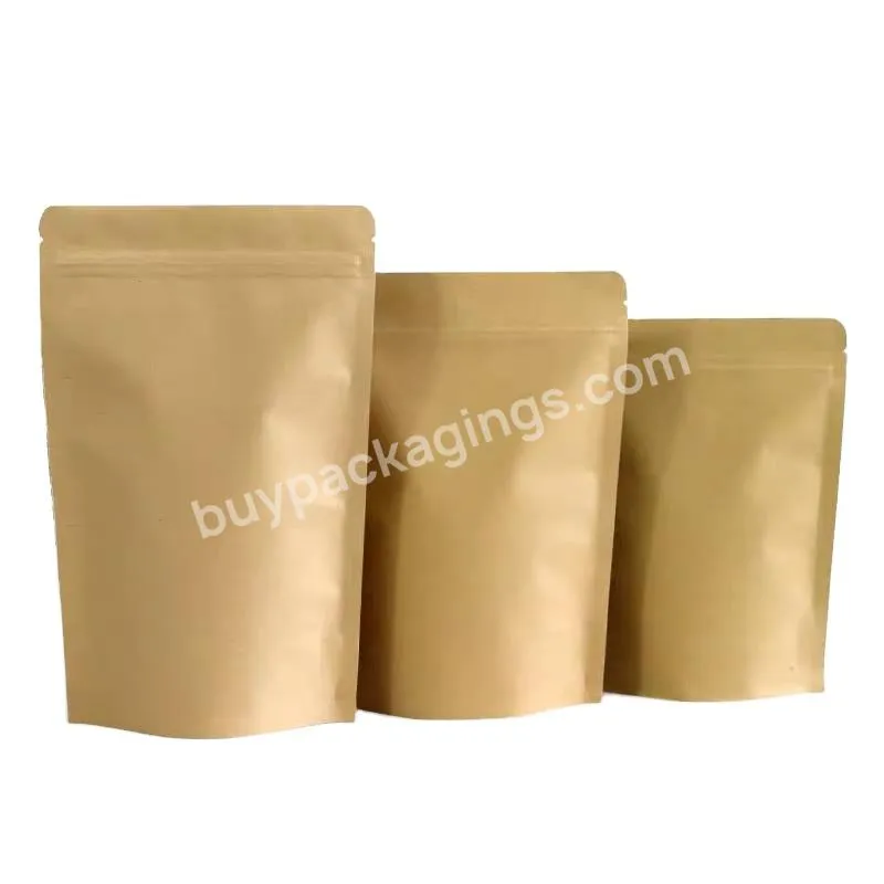 Custom Biodegradable Resealable Zipper Coffee Bean Tea Snack Nut Food Packaging Ziplock Kraft Paper Stand Up Pouch Bags