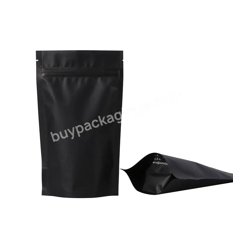 Custom Black 3x4 Aluminum Foil 100g 250g 500g 1 Kg Stand Up Zip Lock Bag Resealable Small Tea Bag Packaging Tea Pouch